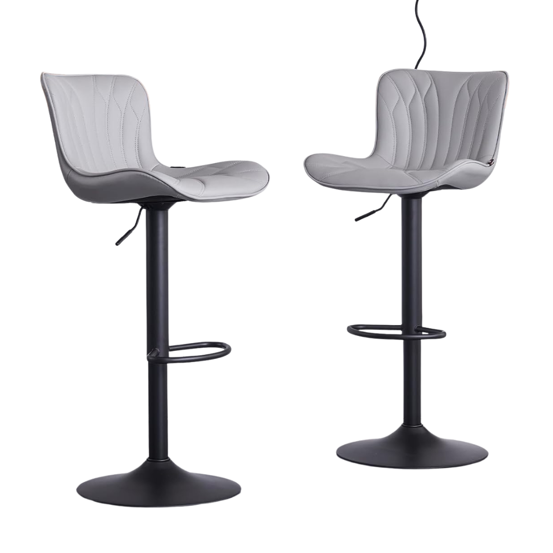 2-Pack Modern PU Leather 360-Degree Swivel Counter Height Barstools