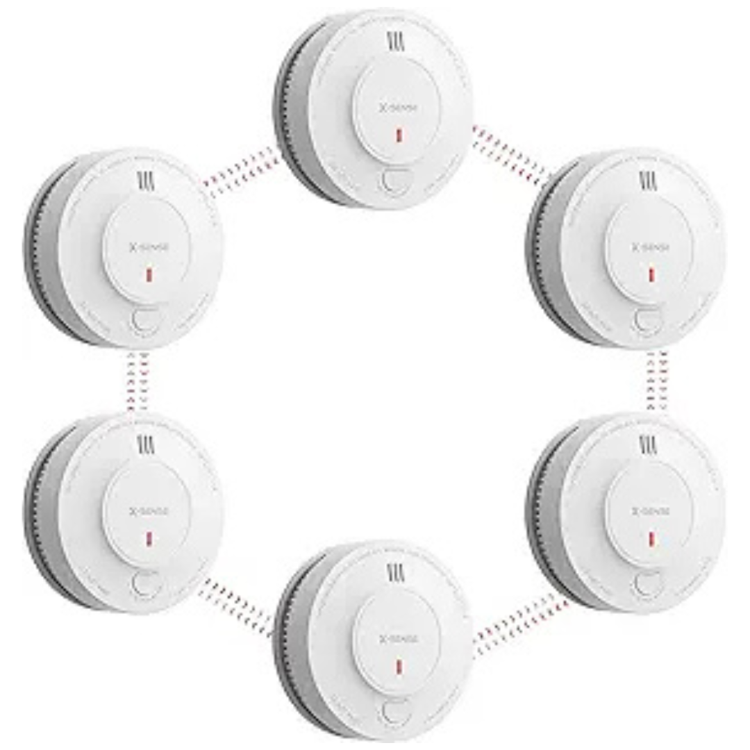 6-Pack X-Sense Wireless Interconnected Battery Powered Fire Alarm