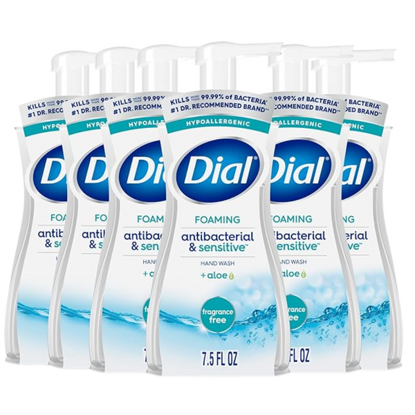 6 Bottles Of Dial Antibacterial Foaming Hand Soap (7.5 Fl Oz)