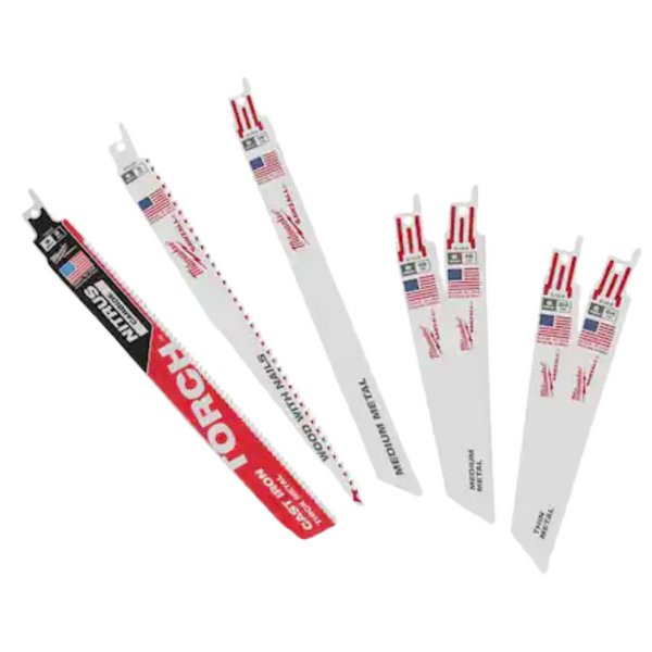 7-Piece Milwaukee SAWZALL Wood And Metal Cutting Bi-Metal Reciprocating Saw Blade Set