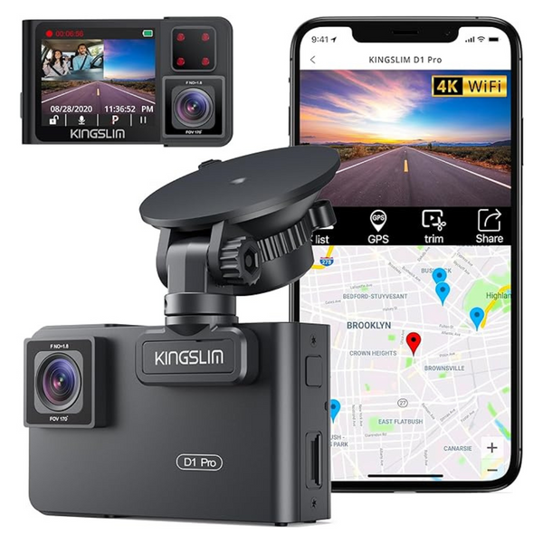 Kingslim D1 Pro Dual Dash Cam 4K Record Inside