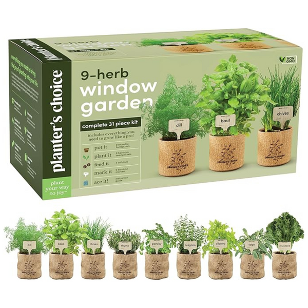 Planters' Choice 9 Herb Indoor Window Garden Kit