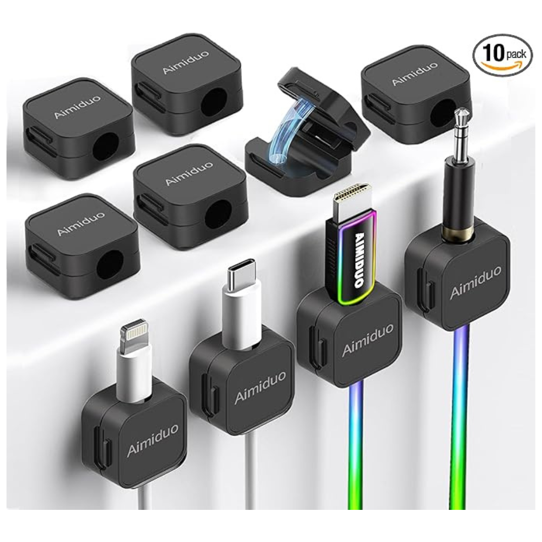 10-Pack Aimiduo Magnetic Cable Clips Cord Organizer Holder (2 Colors)