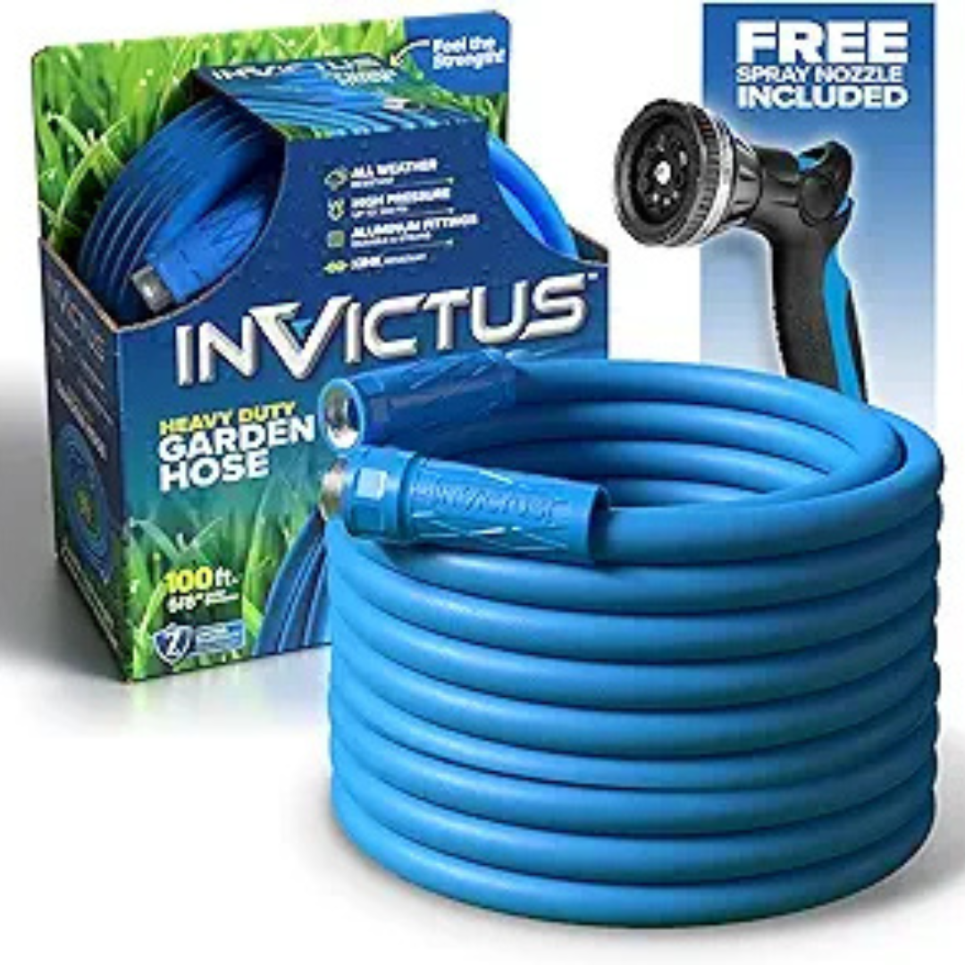 Invictus 100ft Heavy Duty Garden Hose w/ Sprayer Nozzle