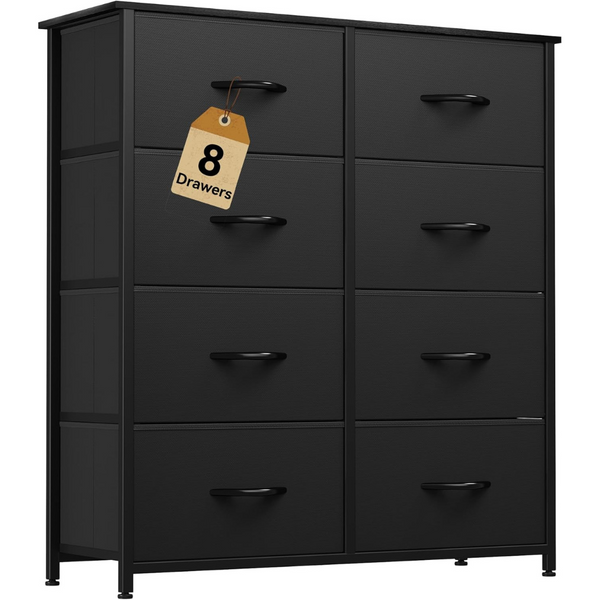 Yitahome Tall Dresser with 8 Drawers (Black Wood Grain)