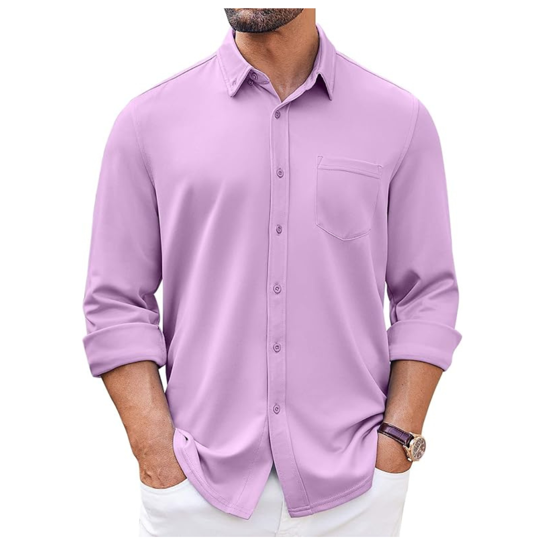 Coofandy Men's Long Sleeve Wrinkle Free Shirt With Pocket