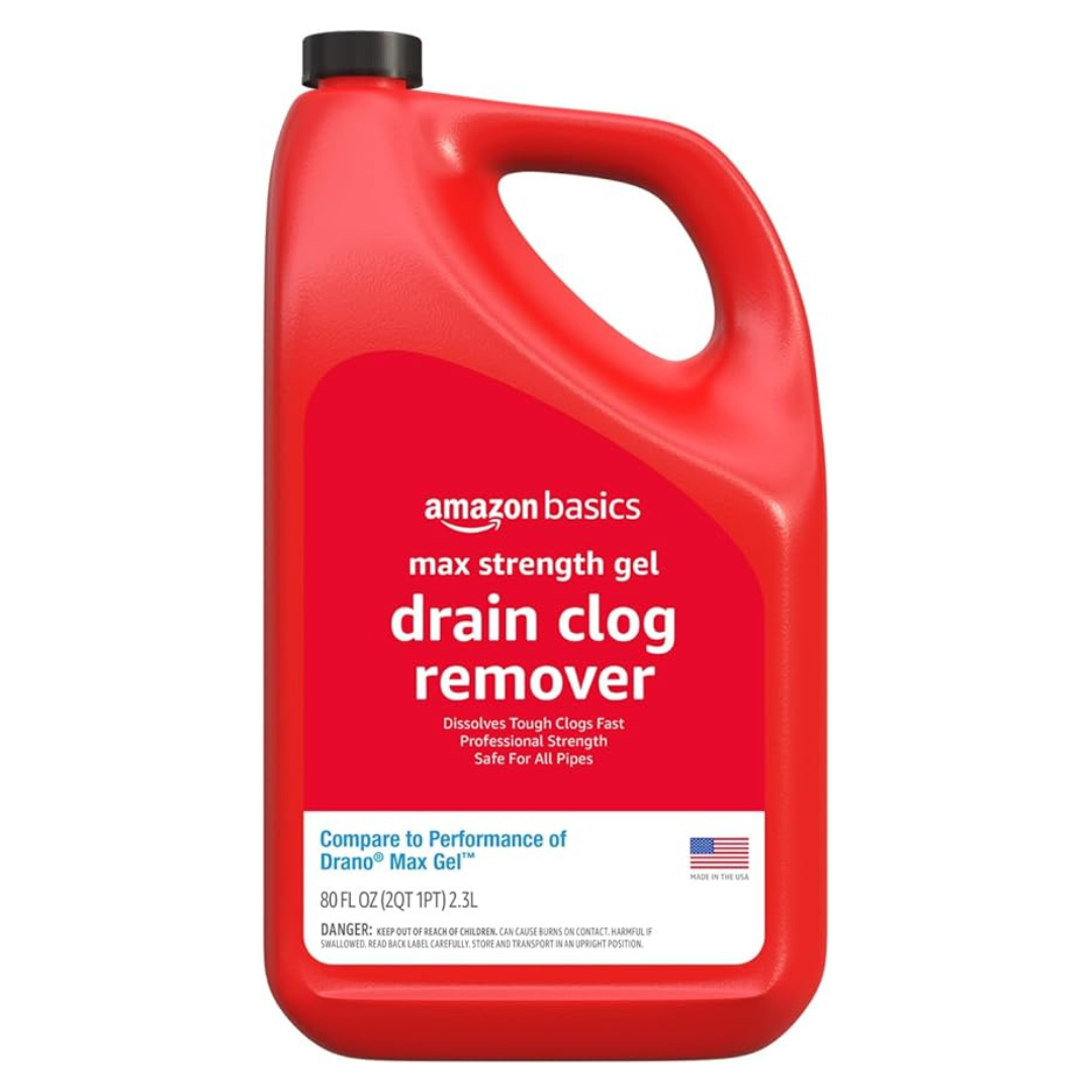 Amazon Basics Max Strength Drain Cleaner Hair Clog Remover Gel (Compare To Drano Max, 80 Oz)