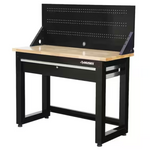 4ft Solid Wood Top Workbench With Pegboard And 1 Drawer