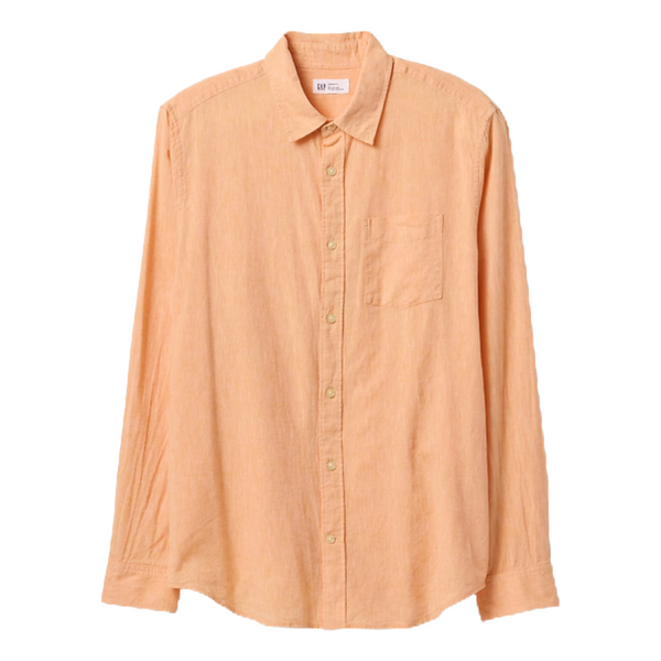 Gap Factory Men's Linen-Blend Shirt In Standard Fit (Orange Vibe)