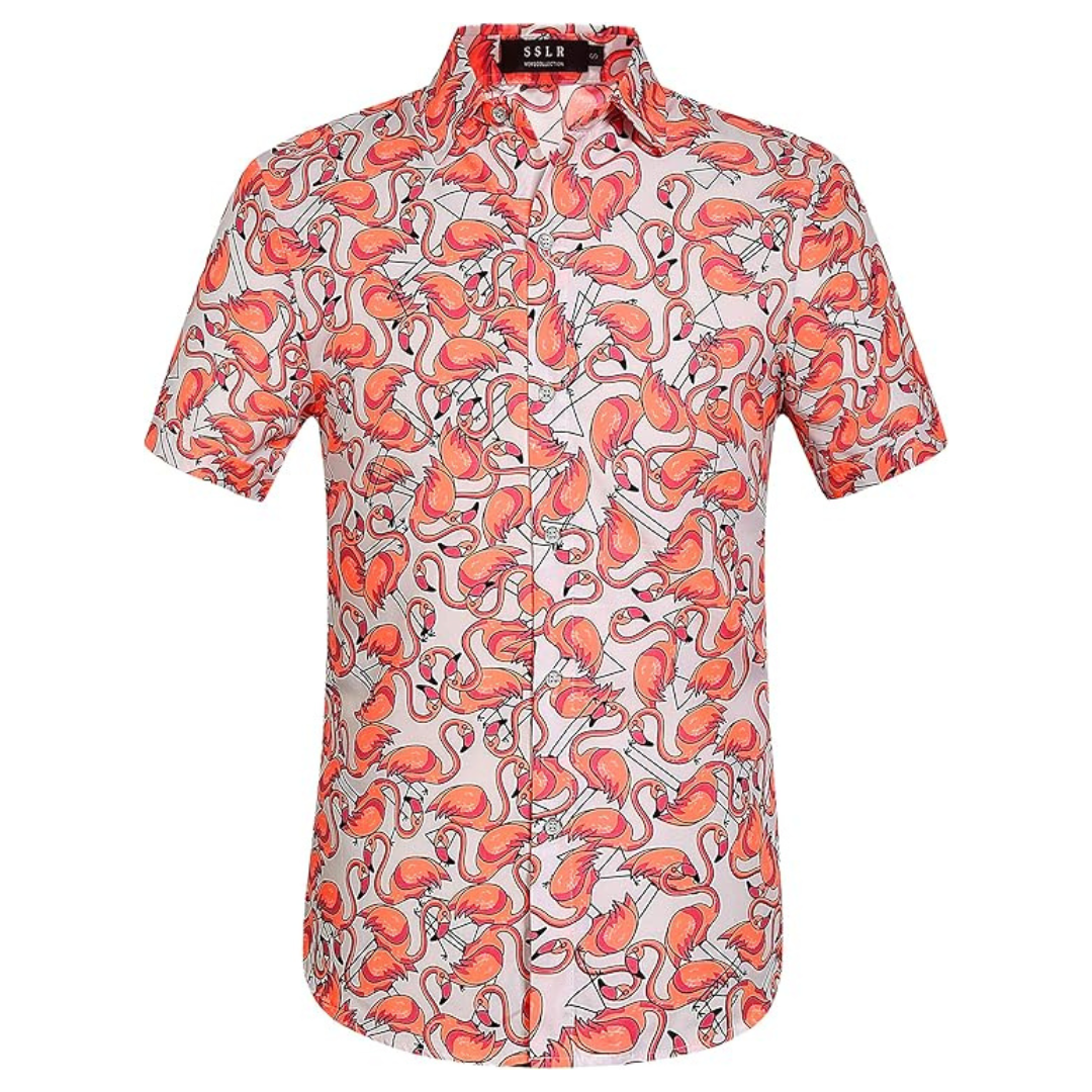 SSLR Men's Short Sleeve Casual Summer Hawaiian Shirt