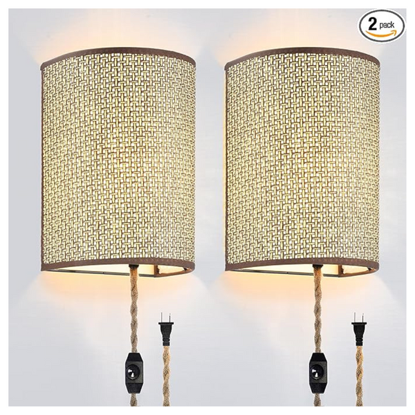 2 Pack Plug In Wall Sconce