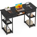 Sweetcrispy 48" Computer Desk w/ 2 Fabric Drawers & Storage Shelves