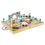 Melissa & Doug 18-Piece Wooden Take-Along Tabletop Town