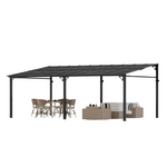12ft x 20ft Lean-to Wall-Mounted Gazebo with All-Weather Hardtop Roof