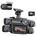 4-Channel 4K AI DMS Front Rear Inside Dash Camera w/ 128GB SD Card