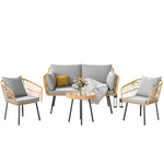 YITAHOME 4 Pieces All-Weather Rattan Bistro Patio Furniture Set