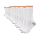 14-Pairs Hanes Women's Soft Moisture-Wicking Crew Socks (White)