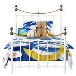 Kiwonlonker Twin Size Bed Frame with Charging Station And LED Lights (White)