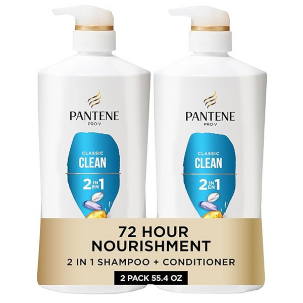 Pantene 2-In-1 Shampoo & Conditioner (27.7 Oz Each, 2-Pack + Rescue Shot 0.5 Oz)