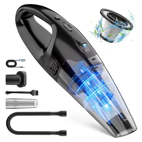 Cordless Handheld Vacuum With LED, USB Rechargeable, 1.65 LB