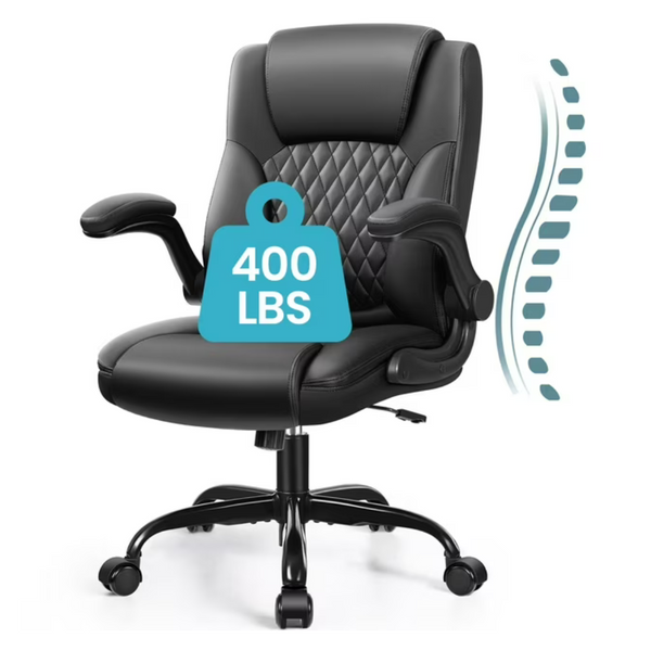 CoolHut Big And Tall Executive Leather Office Chair, 400lbs