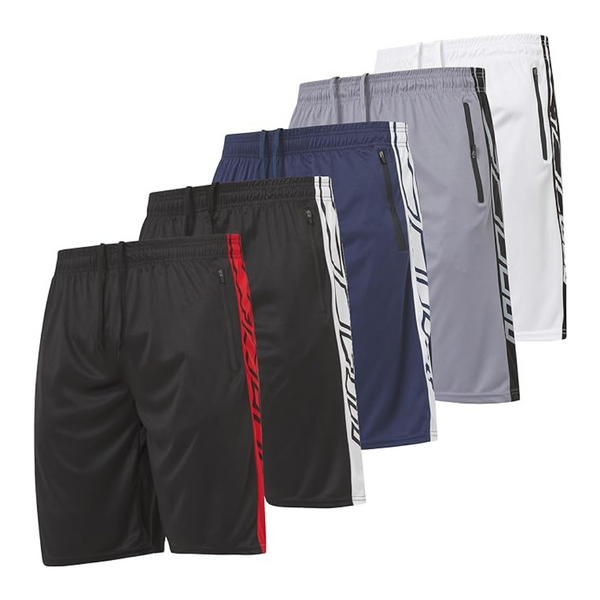 5-Pack Men's Athletic Running Basketball Gym Workout Shorts