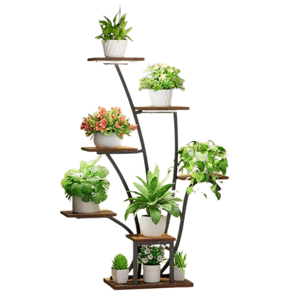 7 Tiered Plant Stand Indoor With Grow Lights (Black)