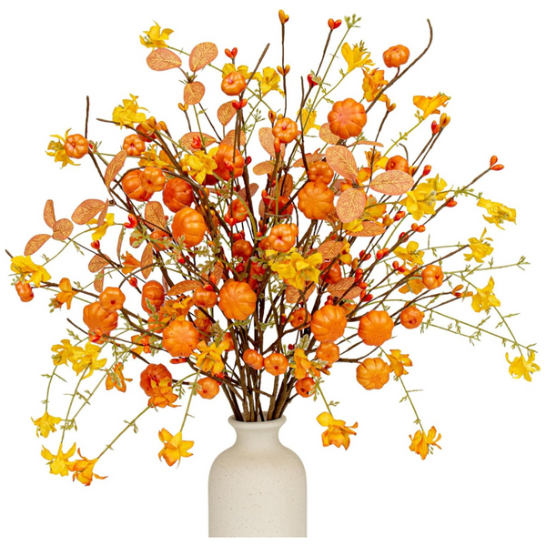 12-Pack Fall Floral Picks 17" Pumpkin Stems