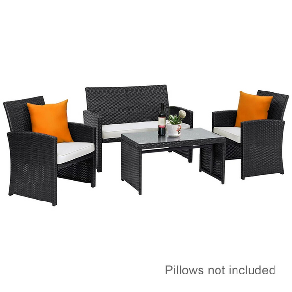 4-Pieces Costway Patio Rattan Wicker Furniture Conversation Set