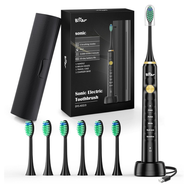 Electric Sonic Toothbrush With 6 Brush Heads