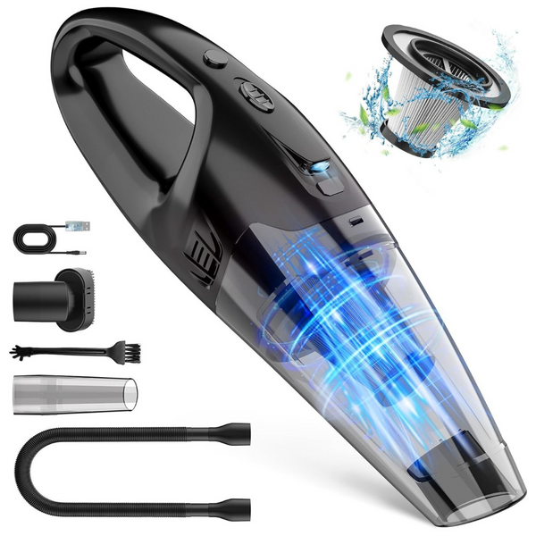 Cordless Handheld Vacuum With LED, USB Rechargeable, 1.65 LB