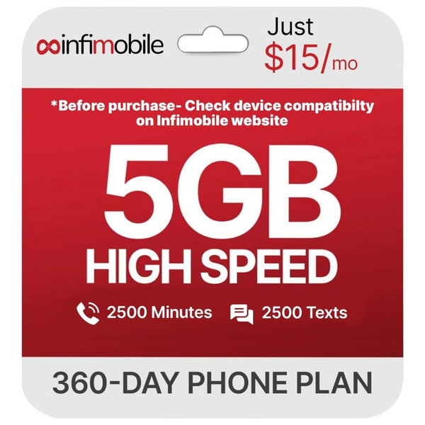Infimobile 12-Month Verizon Prepaid Plan W/ 5GB Monthly Data