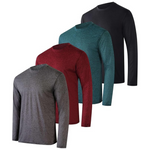 4-Count Real Essentials Men's Dry-Fit UV Moisture Wicking Long-Sleeve Shirts