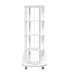 4-Tier Rotating Bookshelf with Brake Wheels