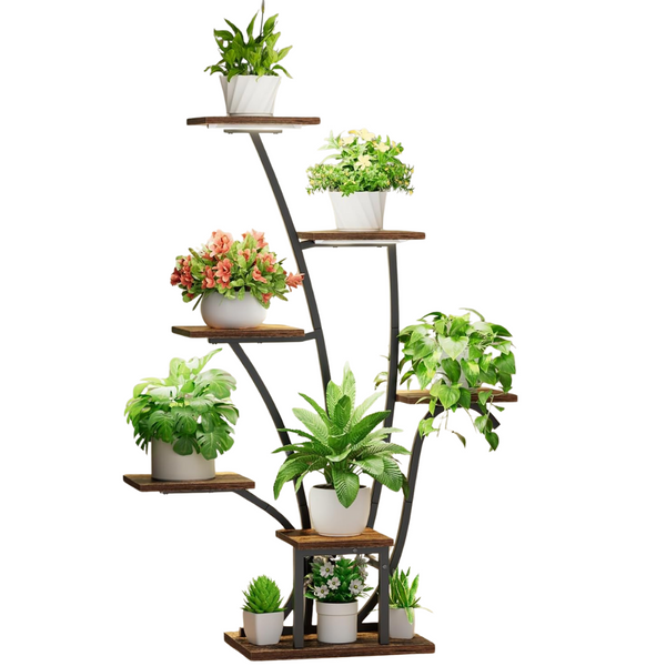 7 Tiered Plant Stand Indoor with Grow Lights (Black)