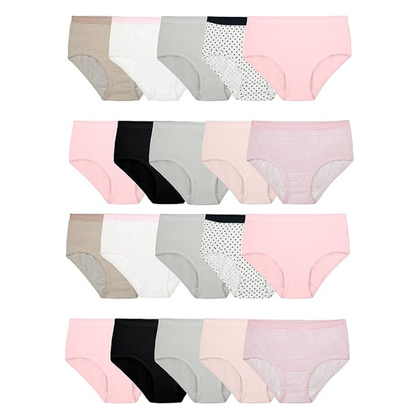 20-Pack Fruit of the Loom Girls' Tag-Free Cotton Brief Underwear