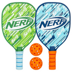 NERF 2 Player Pickleball Paddle Set – (2) Wooden Paddles With Foam Grips + (2) Outdoor Balls For Kids – Carry Bag Included