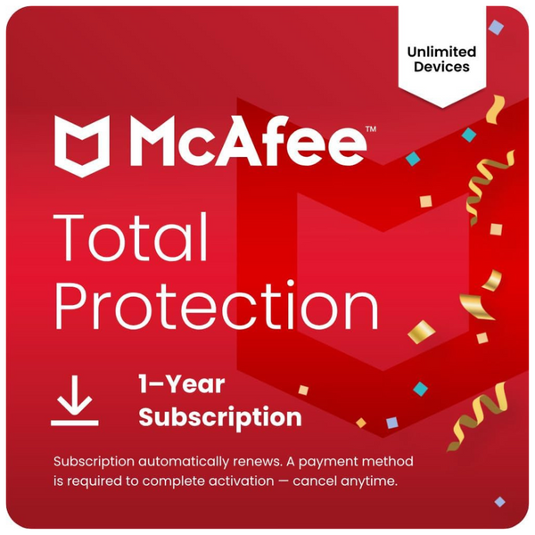McAfee Total Protection 2025 Unlimited Devices Software (Download Code)