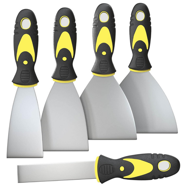 5-Piece Rerdeim Putty Knife Set With Rubber Handle (1" 2" 3" 4" 5")