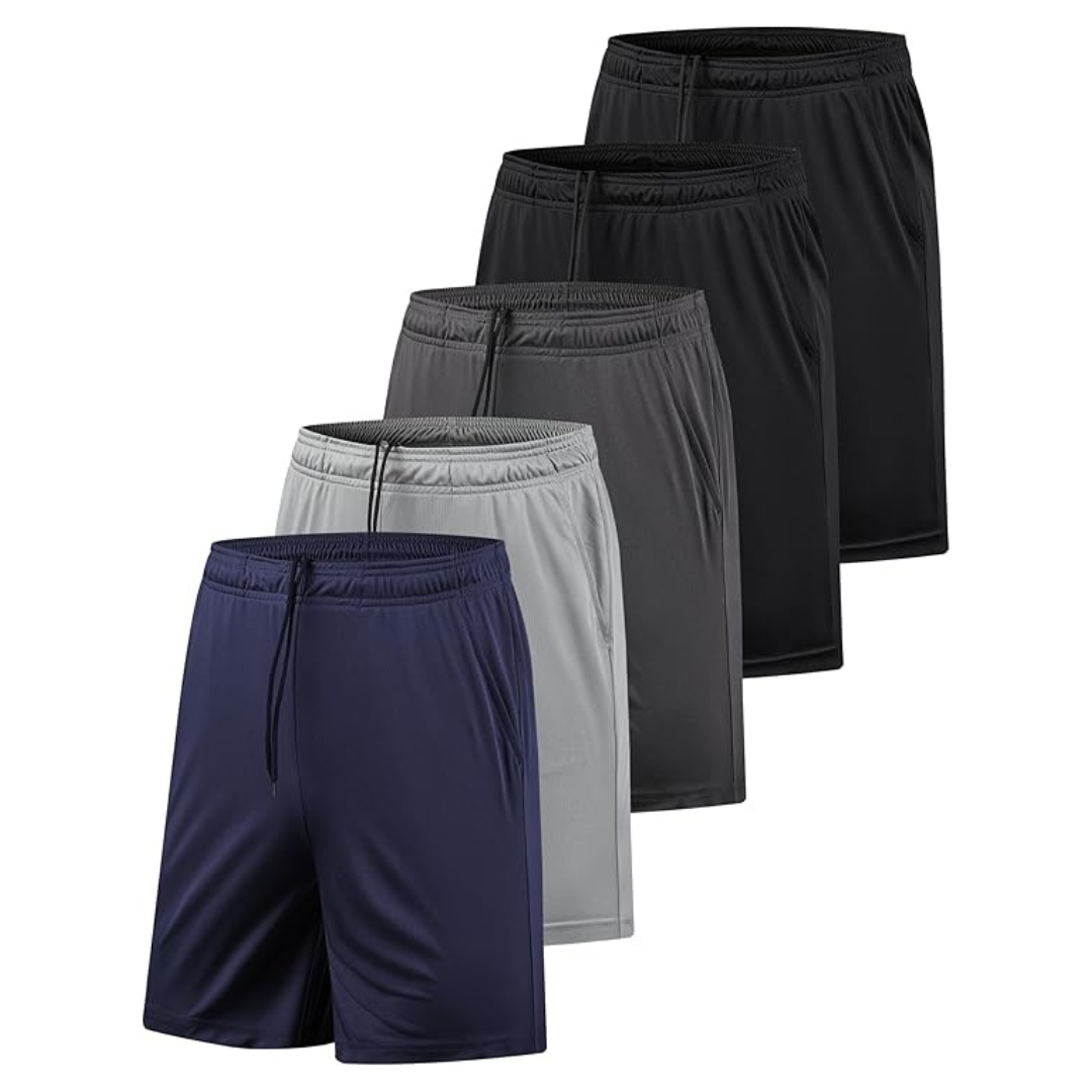 5-Pack Men's Quick Dry Athletic Gym Shorts