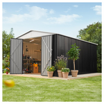 10ft x 14ft Frame Structure Garden Storage Shed W/ Lockable Doors