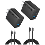 2-Pack Anker 20W 2-Port USB-C Wall Chargers W/ 5ft USB-C Cables