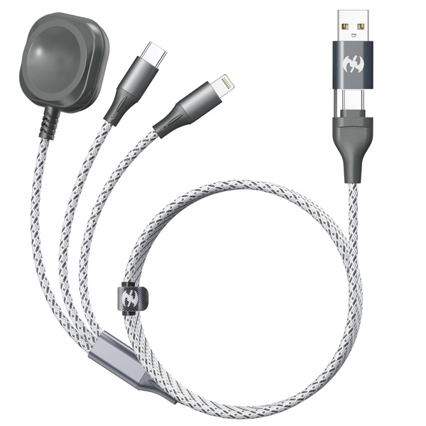 6-Ft 3-in-2 USB-C/A To USB-C/Magnetic iWatch/Lightning Multi Charging Cable