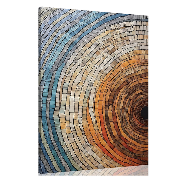12"x16" Colorful Wood Framed Tree Ring Canvas Wall Art (3 Colors)