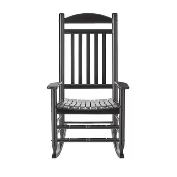 Hampton Bay Black Wood Outdoor Rocking Chair
