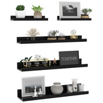 Set of 5 Wood Wall Mounted 16" Floating Shelves