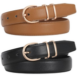 2-Pack Women's Fashion Leather Belt