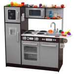 KidKraft Uptown Espresso Kitchen with 30 Piece Play Food Set