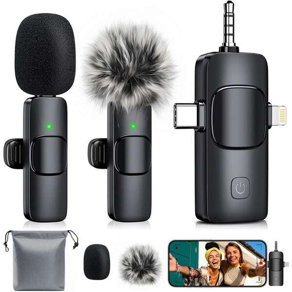 Meneresas 3-in-1 Mini Wireless Lavalier Microphone