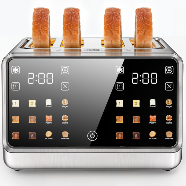 Foyoconven 1800W Stainless Steel Dual Touchscreen 4-Slice Toaster
